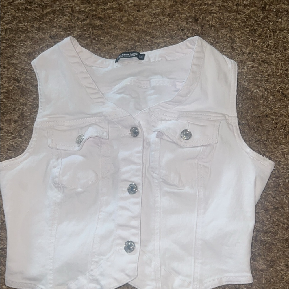 White Button Down Sleeveless Shirt